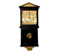 Reloj de Pared de péndulo, Madera y Cristal Lacado Negro, 78cm, Reloj regulador Cuarzo, con soneria, 3 melodías, Suena Enteras y Cuartos