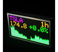 Reloj de pared de píxeles grandes de 8 pulgadas que ofrece actualizaciones en vivo en el mercado de valores, criptomonedas, clima y tiempo con WiFi e interfaz de control de usuario simple