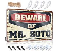 Reloj de pared de plástico con texto en inglés "Beware Of Mr. Soto Affirmation", decoración de estilo retro para sótano (30 x 40 cm)