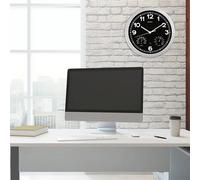 Reloj de pared de plástico radiocontrolado gris con esfera negra (Ø 30 cm)