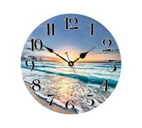 Reloj de Pared de Playa, Reloj de Pared temático, Relojes de Pared fáciles de Leer, Reloj de Pared con temática de Playa, Reloj costero rústico Vintage para el Lugar de Trabajo y la Vida