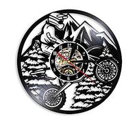 Reloj de Pared de Vinilo con diseño de Motocicleta, Reloj de Pared Hecho con Disco de Vinilo Vintage, decoración Moderna para el hogar, Maravilloso Regalo Hecho a Mano para tu ser Querido.