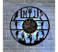 Reloj de pared de vinilo, Jackson Classic Dance Step Wall Clock con función de luz nocturna LED, reloj de pared regalo para los amantes.