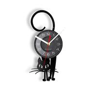 Reloj de pared de vinilo, simulación de diseño en forma de gato, regalo para los amantes de los animales. (sin luz de luces/regalo: gancho + bolsa de regalo)