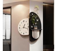 Reloj De Pared Decorativo 3D, Esculturas De Pared Sin Marco De Arenisca Con Jarrón De Cristal Y Manecillas De Metal, Panel Trasero Reforzado, Reloj De Pared Decorativo(A,30 * 35+35 * 70cm)