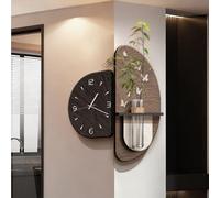 Reloj De Pared Decorativo 3D, Esculturas De Pared Sin Marco De Arenisca Con Jarrón De Cristal Y Manecillas De Metal, Panel Trasero Reforzado, Reloj De Pared Decorativo(C,30 * 35+35 * 70cm)