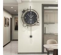 Reloj de Pared Decorativo para Sala de Estar, con péndulo, de Cuarzo silencioso, Funciona con Pilas, para Dormitorio y Sala de Estar.