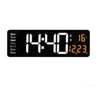 Reloj de pared digital con brillo personalizable, pantalla de calendario y lectura de temperatura (naranja)
