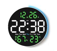 Reloj de pared digital con control remoto, pantalla de temperatura y calendario, 12/24 horas, atenuación automática, para el hogar, oficina, dormitorio, sala de estar (verde)