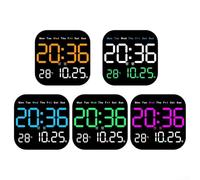 Reloj de pared digital con control remoto, reloj despertador LED con pantalla de temperatura y humedad, temporizador de cuenta regresiva de día, brillo de 10 niveles, soporte de escritorio o pared