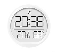 Reloj de pared digital con humedad, reloj de escritorio con indicador de fecha, termómetro de cocina higrómetro para combo para dormitorio, oficina, clima interior para refrigerador (blanco)