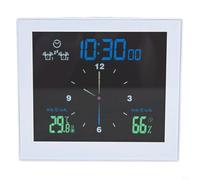 Reloj de pared digital con mecanismo silencioso, control de temperatura y humedad, alarma dual, temporizador de repetición y cuenta regresiva (blanco)