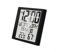 Reloj de pared digital con monitor meteorológico integrado, alarma y lecturas de temperatura y humedad para el hogar u oficina