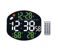 Reloj de pared digital con pantalla de temperatura meteorológica, reloj despertador ajustable para el hogar, oficina, dormitorio, 10.24 x 9.06 x 1.14 pulgadas, color verde