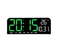 Reloj de pared digital con pantalla grande Reloj despertador con temperatura Fecha Semana Temporizador Función Doble Alarma Regulador automático para oficina en casa (verde)
