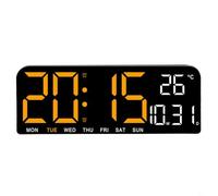Reloj de pared digital con pantalla grande, reloj despertador con temperatura, fecha, semana, temporizador, función de alarma dual, atenuador automático para oficina en casa (naranja)