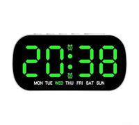 Reloj de pared digital, Con pantalla LED Fecha Temperatura Función Reloj de escritorio electrónico Alimentado por pilas Modo de ahorro de energía Oficina en casa Reloj de cabecera (verde)