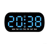 Reloj de pared digital, Con pantalla LED Fecha Temperatura Función Reloj de escritorio electrónico Funciona con pilas Modo de ahorro de energía Oficina en casa Reloj de cabecera (azul)