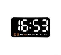 Reloj de pared digital con pantalla LED grande, fecha, semana y brillo ajustable de 3 pasos, formato de 12/24 horas, función de alarma, funciona con pilas (blanco)