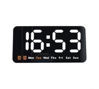 Reloj de pared digital con pantalla LED grande que muestra la hora y la semana con tres niveles de brillo ajustables, función de alarma de formato de hora dual para decoración de montaje en pared de