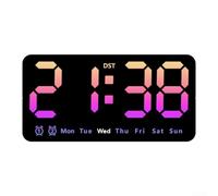 Reloj de pared digital con pantalla LED grande y fecha de semana, 3 niveles de brillo ajustables, formato dual de 12/24 horas para una fácil gestión del tiempo (colorido)