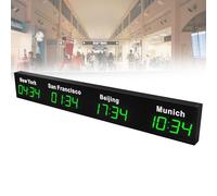 Reloj de pared digital con pantalla LED para múltiples ciudades, ideal para empresas multinacionales, hoteles y oficinas