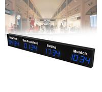 Reloj de pared digital con pantalla LED para múltiples ciudades, ideal para empresas multinacionales, hoteles y oficinas