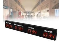 Reloj de pared digital con pantalla LED para múltiples ciudades, ideal para empresas multinacionales, hoteles y oficinas