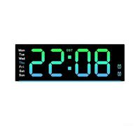 Reloj de pared digital con pantalla RGB, temporizador de cuenta regresiva de hasta 99 minutos, 59 segundos, lecturas de temperatura en tiempo real para sala de estar u oficina (negro)