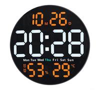 Reloj de pared digital de 10 pulgadas con pantalla de temperatura e higrómetro, alarma, calendario, formato de 12/24 horas, control remoto, alimentado por USB, para decoración del hogar, oficina