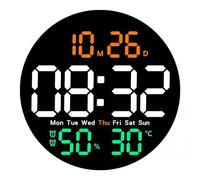 Reloj de pared digital de 10 pulgadas, gran reloj despertador con alarma, mando a distancia, brillo del coche, indicador de temperatura, fecha y día de la semana, moderna pantalla eléctrica LED para