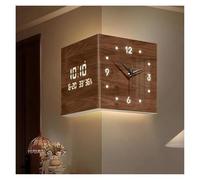 Reloj de pared digital de esquina, diseño acrílico silencioso para sala de estar y decoración de estudio