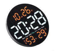 Reloj de pared digital grande con pantalla de humedad, termómetro higrómetro de 10 pulgadas para combo para dormitorio, oficina, control remoto, reloj despertador alimentado por USB con fecha (naranja