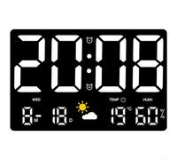 Reloj de pared digital LED con estación meteorológica integrada que muestra la humedad de la temperatura actual y pronóstico de 24 horas más calendario (luz blanca)