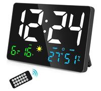 Reloj de pared digital LED con pantalla grande, despertadores for dormitorios con estación meteorológica, USB, 11,5"