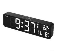 Reloj de pared digital LED de 10 pulgadas con temperatura, calendario, visualización de semana, alarma dual y pantalla táctil (blanco)