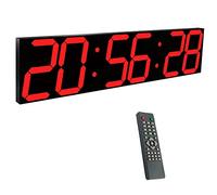 Reloj De Pared Digital LED De 27 Pulgadas Con Control Remoto, Brillo De 8 Niveles, Atenuador Automático, Alarma, Calendario, Termómetro, For Almacén Industrial, Cafetería, Gimnasio ( Color : Red )