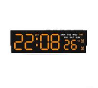 Reloj de pared digital LED grande que muestra temperatura, fecha, día de la semana y hora con alarma y brillo ajustable para una visibilidad clara (D)