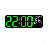 Reloj de pared digital LED, pantalla grande de 19.5 pulgadas, multifuncional, electrónico, hora, fecha, temperatura, control remoto de atenuación automática para sala de estar, oficina, cocina (verde)