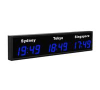 Reloj de pared digital LED para múltiples ciudades, ideal para hoteles y empresas, muestra 3/4/5 zonas horarias