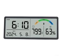 Reloj de pared digital multifuncional con pantalla LCD grande con alarma, calendario, temperatura interior y humedad para montaje en pared o uso en mesa (C)