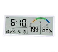 Reloj de pared digital multifuncional con pantalla LCD grande con alarma, calendario, temperatura interior y humedad para montaje en pared o uso en mesa (D)