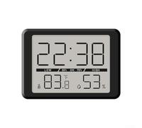 Reloj de pared digital, pantalla grande, detección de humedad, funciona con pilas, pantalla LCD luminosa ultrafina, simple, multifuncional, 2308 (negro)