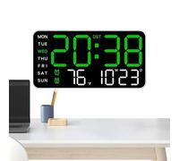 Reloj de pared digital - PP Electronic Components 21,5 x 2,7 x 11 cm | LED Multifunctional Large Temperature Display Decor With Date | For Bedroom, Living Room, Office, Dorm, RV, Garage, Gym, School