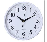 Reloj de pared digital redondo para sala de estar y dormitorio con construcción de ABS estética moderna e interfaz de hora legible (blanco)