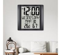 Reloj de pared digital, reloj de escritorio con temperatura, humedad, fecha, semana, pantalla grande, calendario, reloj despertador, monitor meteorológico, para oficina en casa
