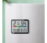 Reloj de pared digital, reloj electrónico LCD grande que se puede colgar, temporizador de temperatura multifunción para cocina, oficina, hogar, baño (negro)