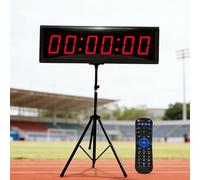 Reloj de pared digital, temporizador de doble cara de 1.5 pulgadas con trípode/control remoto, sincronización positiva/ciclo/cronómetro/modo de cuenta atrás/reloj, para eventos de carrera, carreras