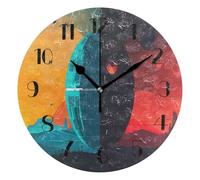 Reloj de pared, diseño de planeta, silencioso, sin tictac, funciona con pilas, para oficina, hogar, baño, cocina, dormitorio, hotel, escuela (9.8 pulgadas)