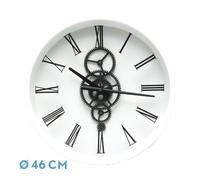 Reloj de pared duque blanco negro 46x46x7 cm engranajes con movimiento